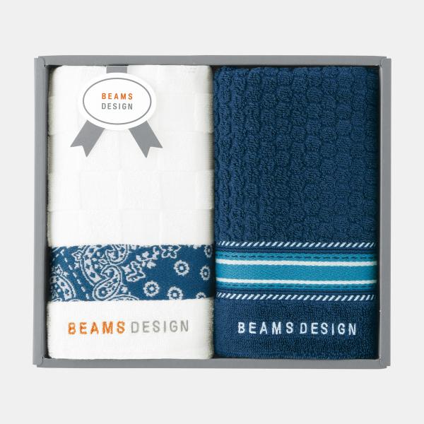 BEAMSDESIGNチェッカーバンダナ フェイスタオル(2P) ネイビー
