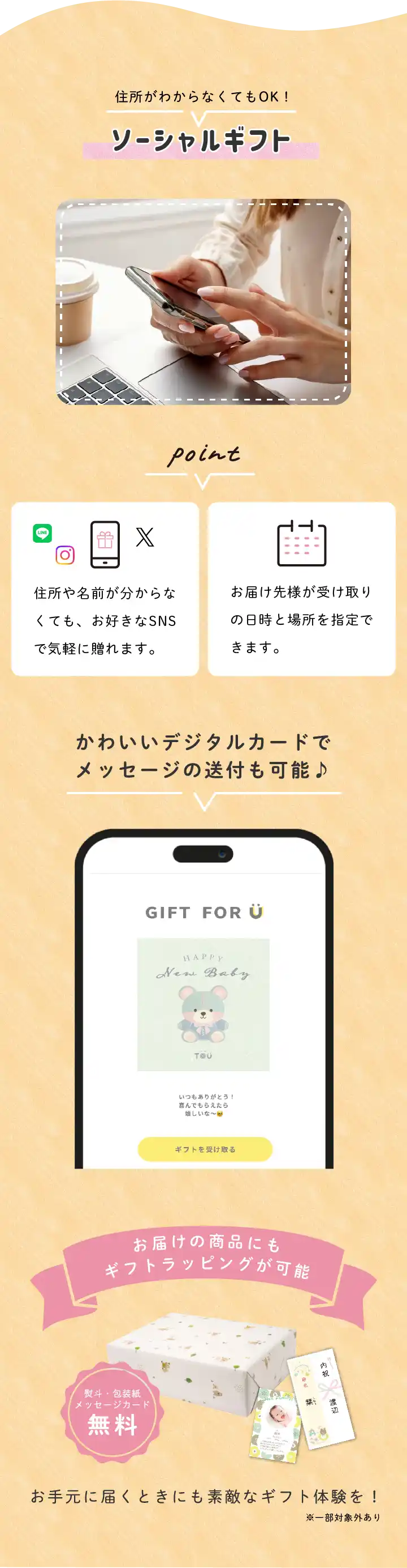 住所がわからなくても送れるソーシャルギフト